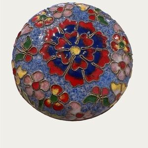 Vintage Floral Cloisonné Trinket Box